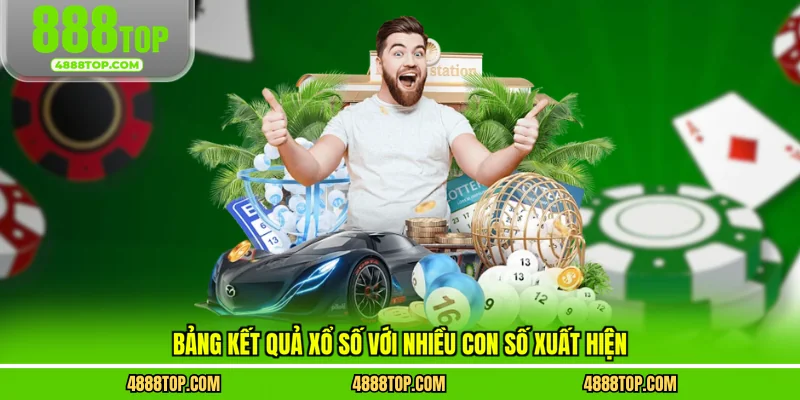 Bảng kết quả xổ số với nhiều con số xuất hiện